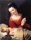 Famous Child Paintings - Virgin in Adoration before the Christ Child